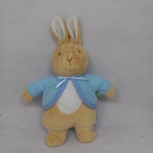 Vintage Eden Peter Rabbit Rattle Plush Lovey-Stroller Strap-Embroidered Eyes-7"